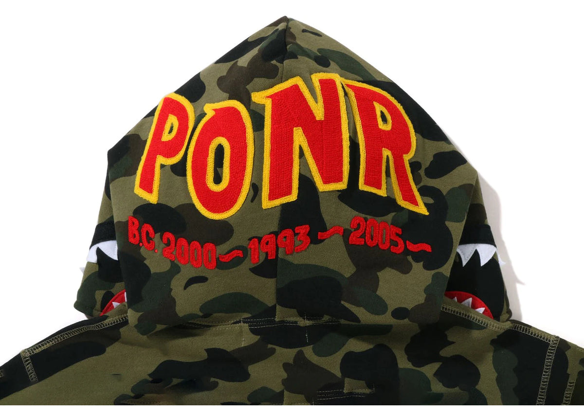 BAPE PONR 1st Camo Shark Full Zip Hoodie Green - vue secondaire B