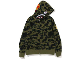 BAPE PONR 1st Camo Shark Full Zip Hoodie Green - authentic BAPE apparel
