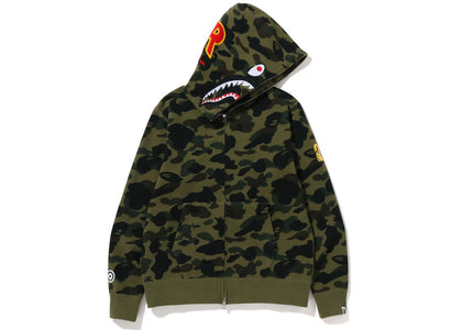 BAPE PONR 1st Camo Shark Full Zip Hoodie Green - apparel view 2