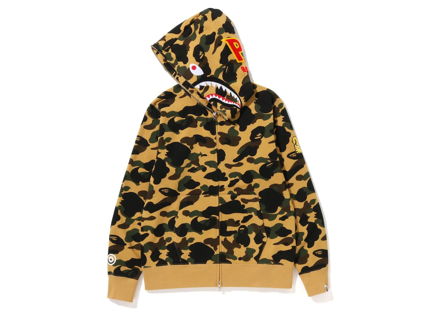 BAPE PONR 1St Camo Shark Full Zip Hoodie Yellow - vue secondaire B