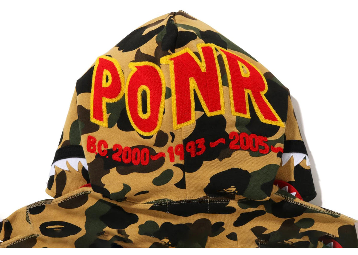 BAPE PONR 1St Camo Shark Full Zip Hoodie Yellow - vue secondaire B