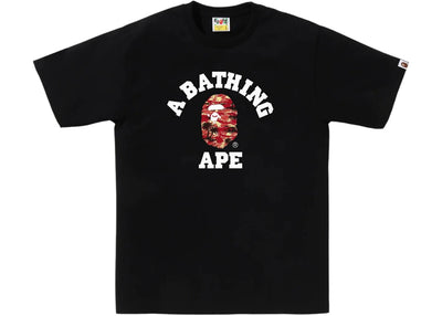 BAPE Palm Tree Camo College Tee Black Red