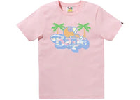 BAPE Palm Tree Pattern Milo On Bape Tee Pink