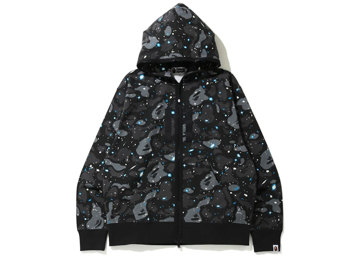 BAPE Relaxed Space Camo Full Zip Hoodie Black - vue secondaire A