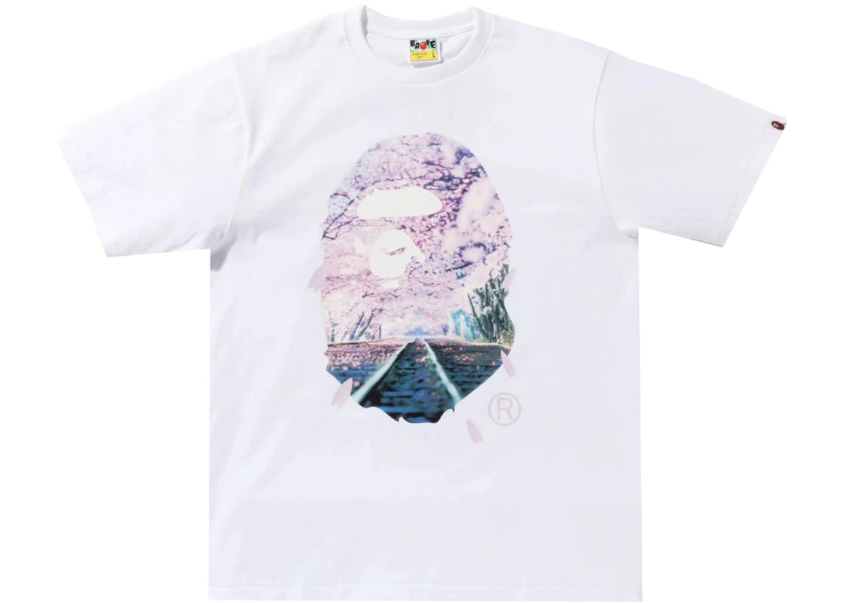 BAPE Sakura Photo Ape Head Tee (SS22) White - vue 360