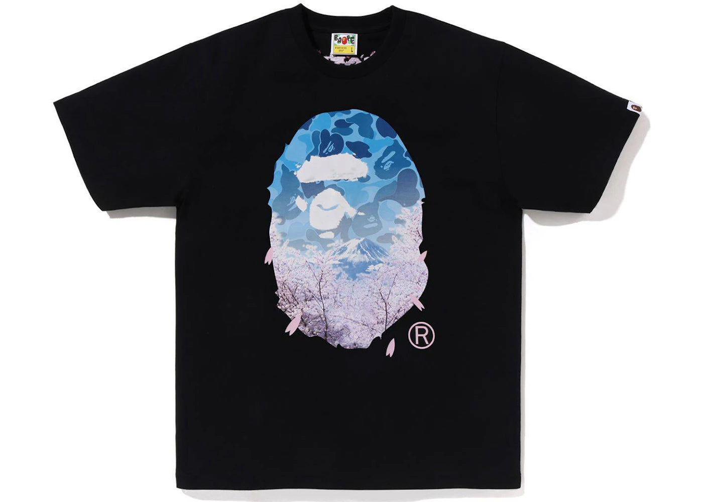BAPE Sakura Photo Ape Head Tee (SS23) Black - vue secondaire A