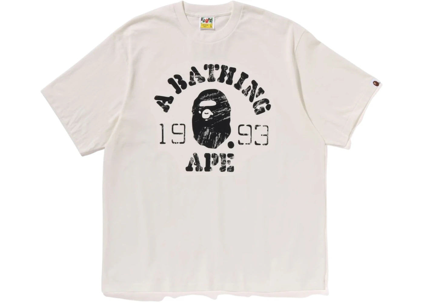 BAPE Screen Print College Relaxed Fit Tee White/Ivory - vue 360