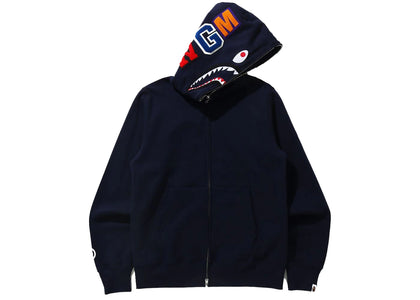 BAPE Shark Full Zip Hoodie (FW21) Navy - apparel view 2