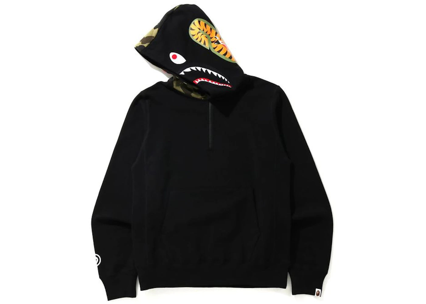 BAPE Shark Half Zip Pullover Hoodie Black - vue secondaire B