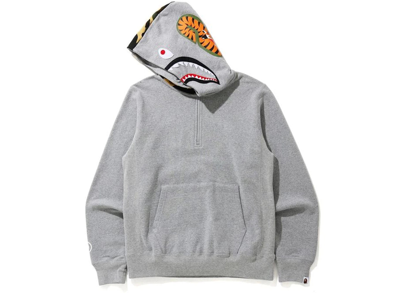 BAPE Shark Half Zip Pullover Hoodie Gray - vue secondaire B