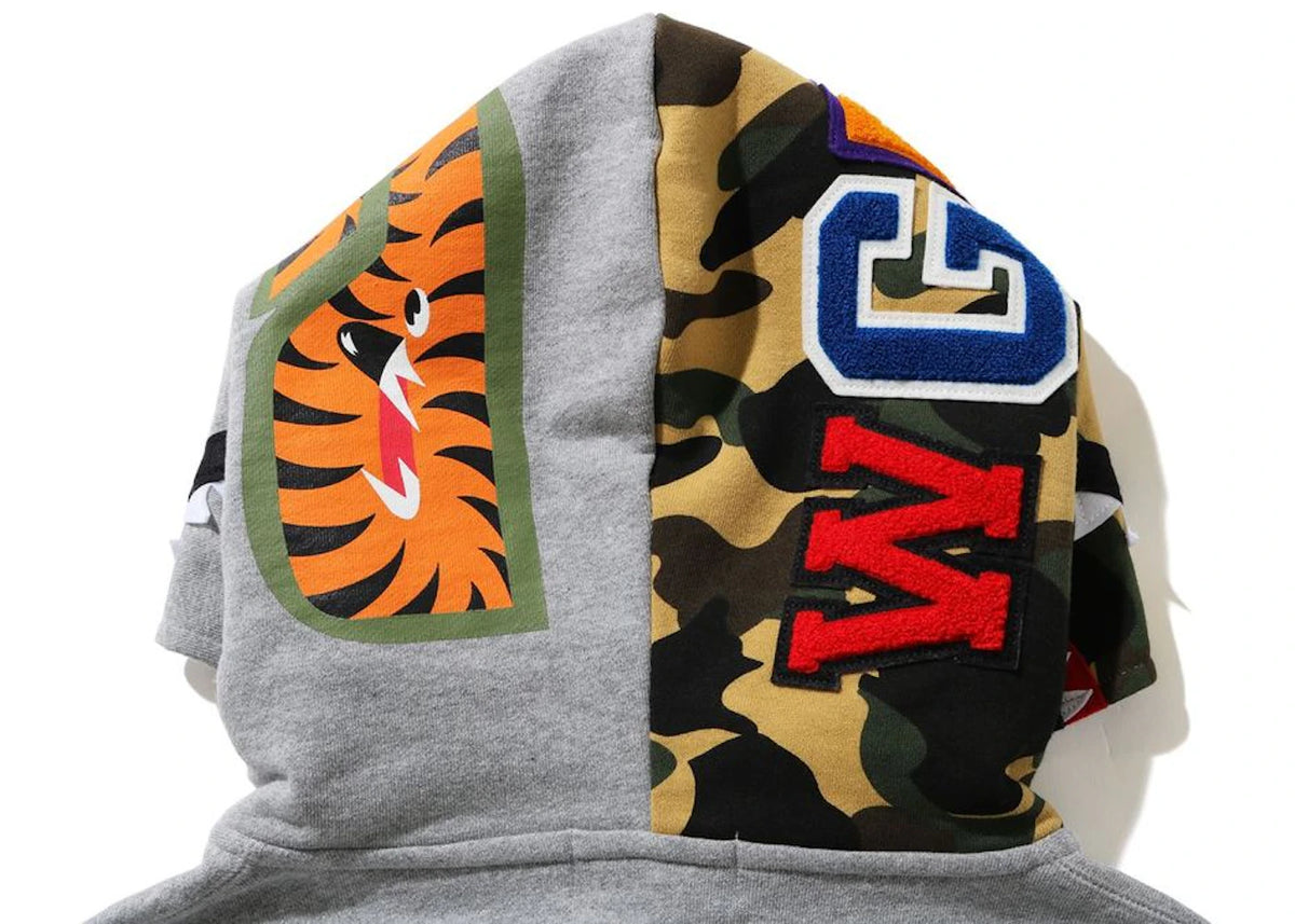 BAPE Shark Half Zip Pullover Hoodie Gray - vue secondaire B