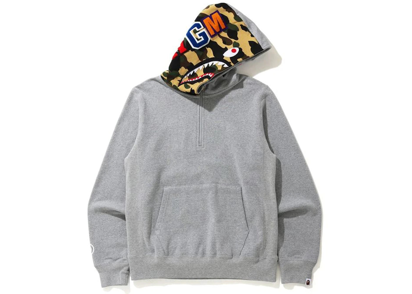 BAPE Shark Half Zip Pullover Hoodie Gray - vue secondaire A