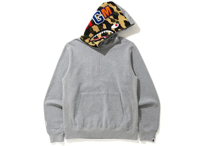 BAPE Shark Half Zip Pullover Hoodie Gray - apparel view 2