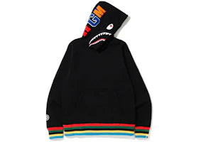 BAPE Shark Line Rib Pullover Hoodie Black - vue 360