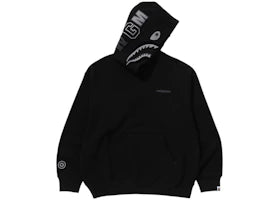 BAPE Shark Logo Relaxed Fit Pullover Hoodie Black - vue 360