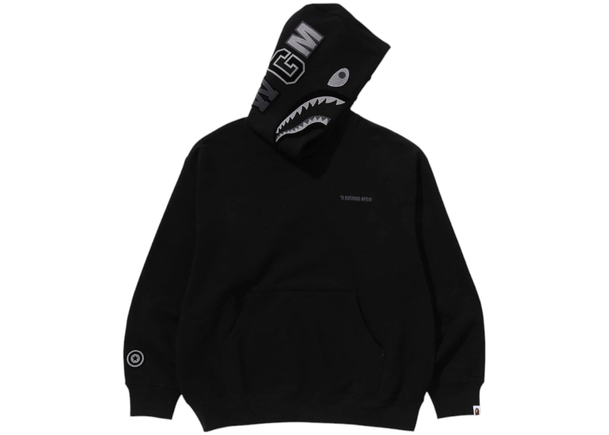 BAPE Shark Logo Relaxed Fit Pullover Hoodie Black - vue secondaire A