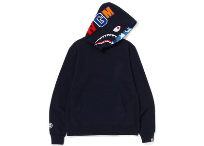BAPE Shark Pullover Inside Camo Hoodie Navy Blue - authentic BAPE apparel