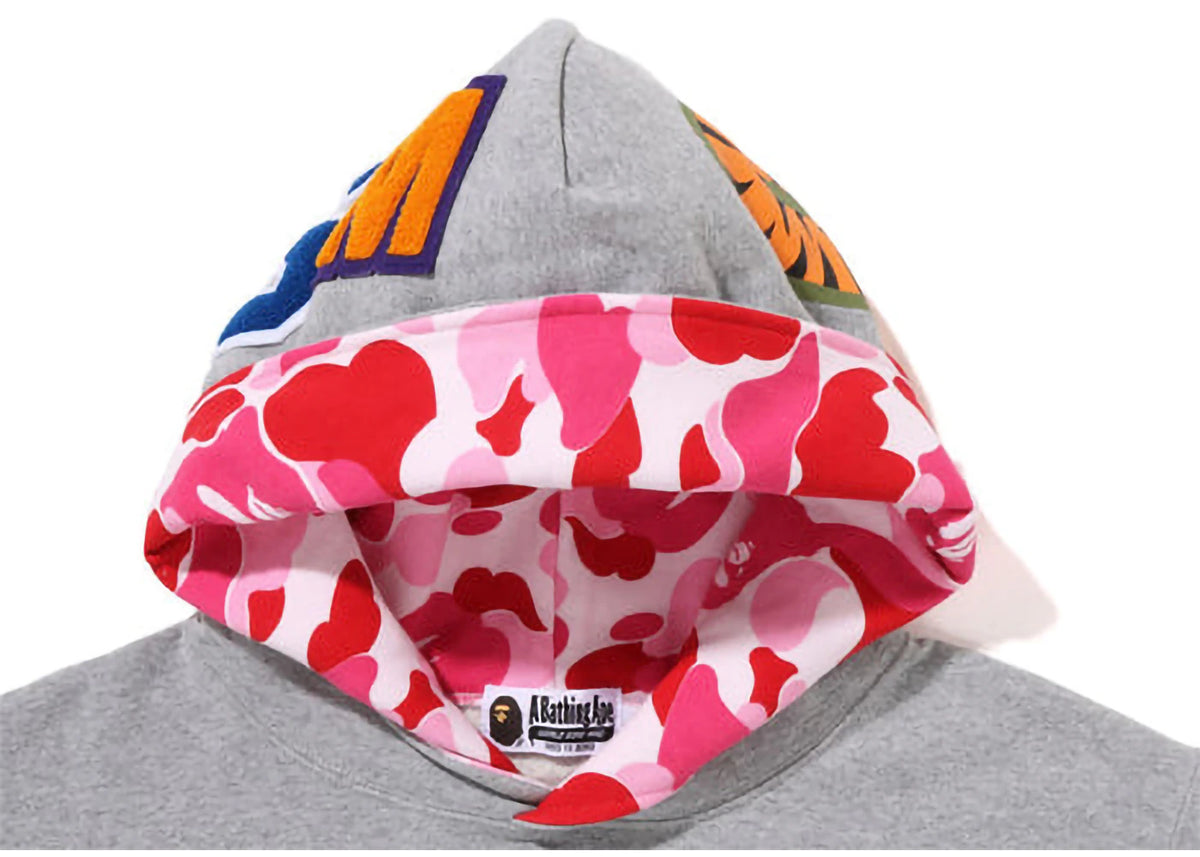 BAPE Shark Pullover Inside Camo Hoodie Grey Pink - vue secondaire B