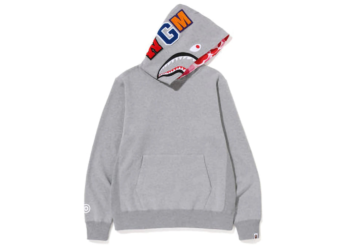 BAPE Shark Pullover Inside Camo Hoodie Grey Pink - vue secondaire A