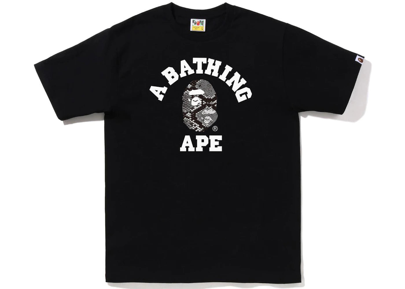 BAPE Snake College Tee Black Grey - vue 360