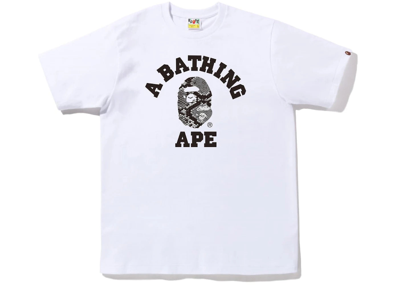 BAPE Snake College Tee White Grey - vue 360