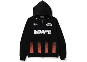 BAPE Soccer Game Graphic Relaxed Fit Full Zip Hoodie Black - vue 360