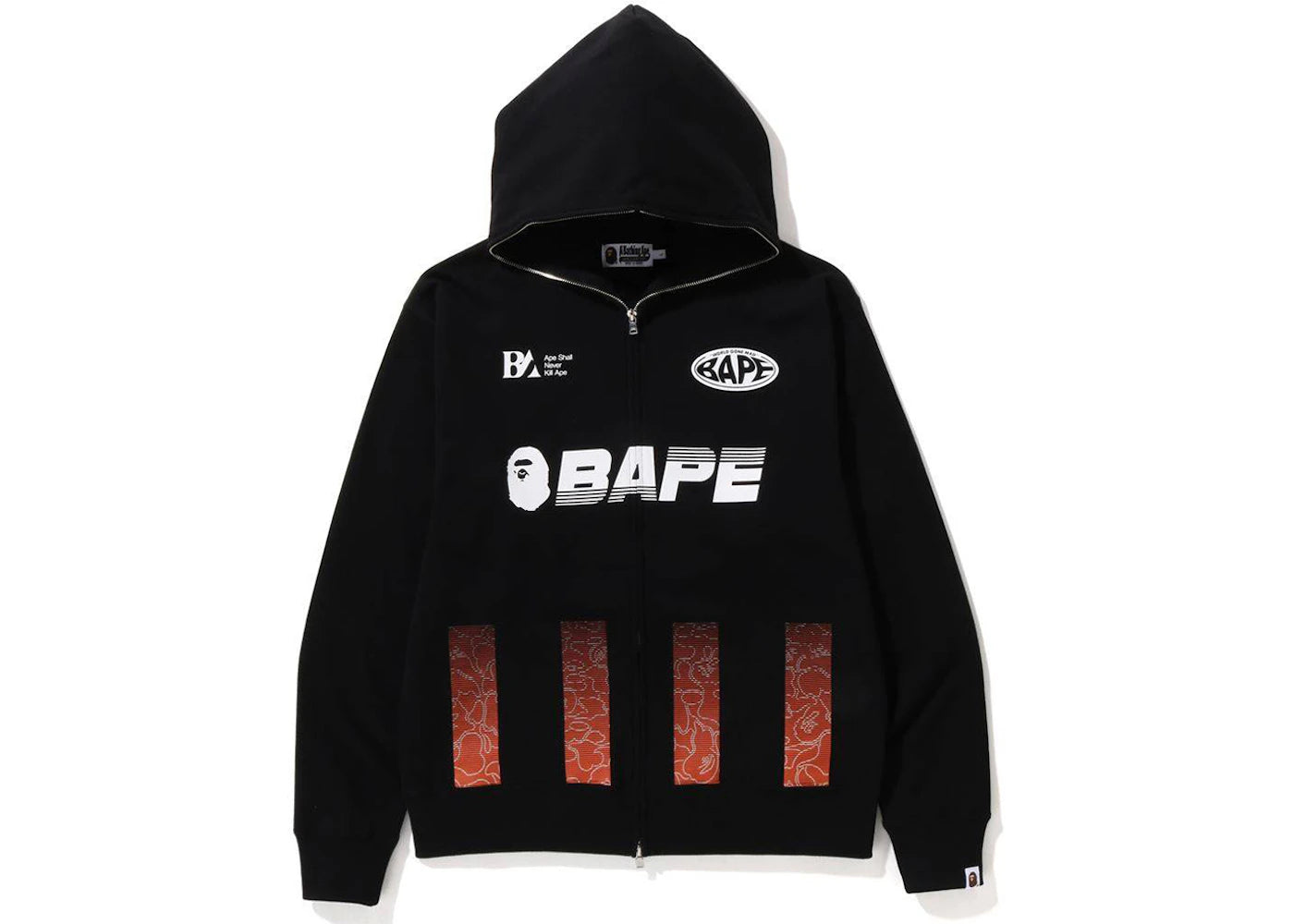 BAPE Soccer Game Graphic Relaxed Fit Full Zip Hoodie Black - vue secondaire A