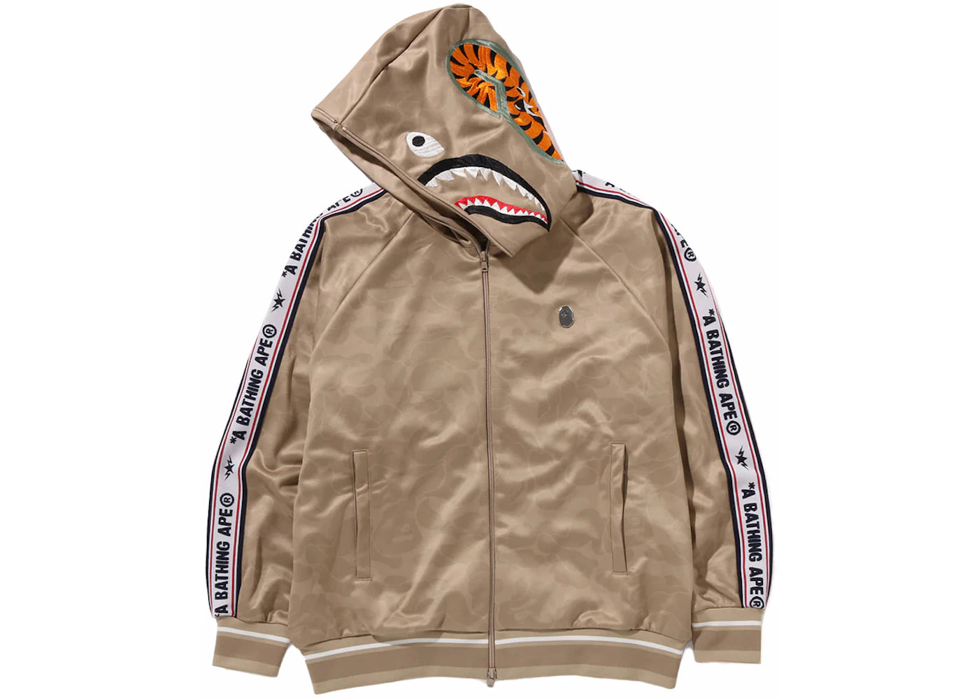 BAPE Solid Camo Relaxed Fit Shark Full Zip Hoodie Beige