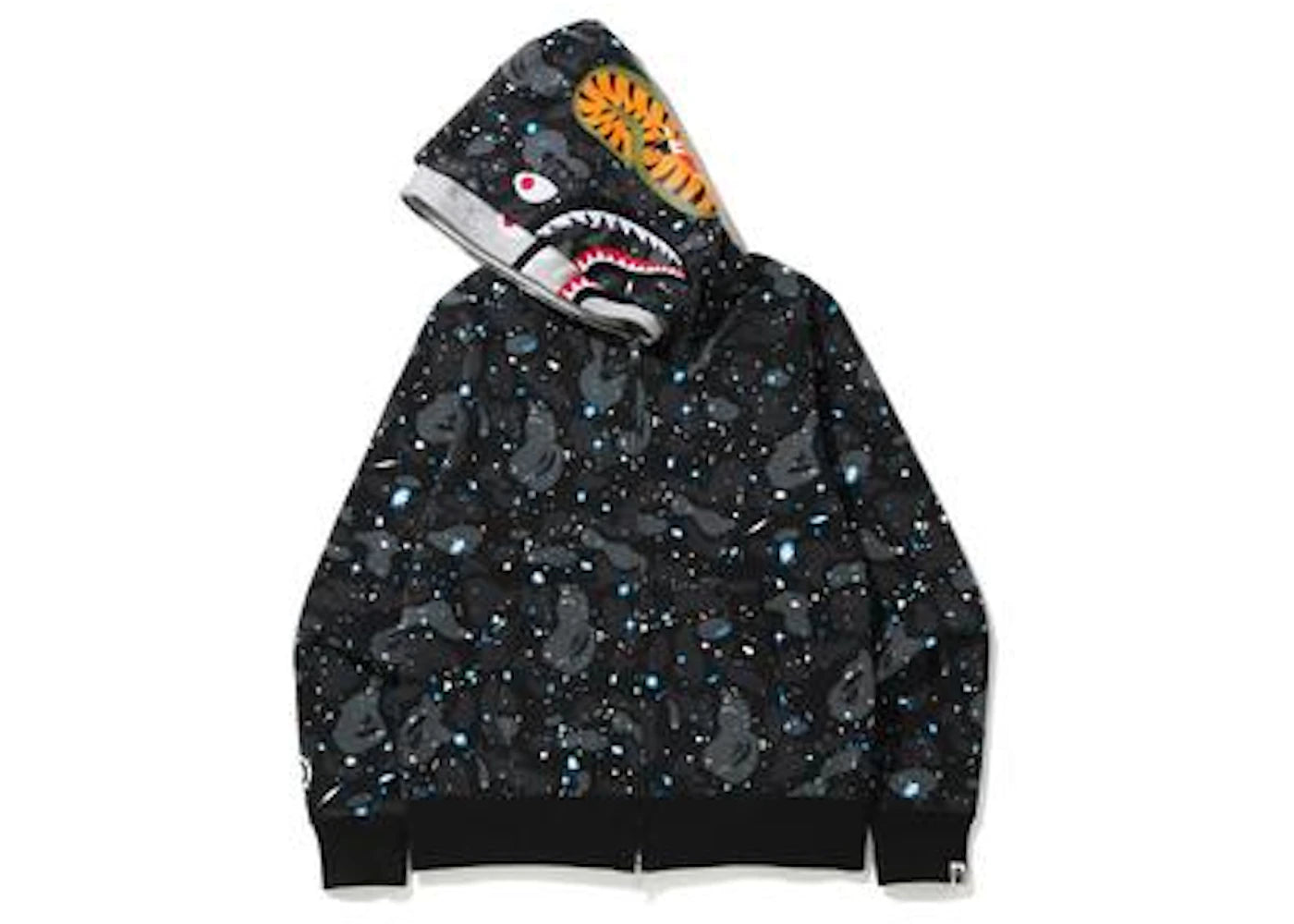 BAPE Space Camo Shark Full Zip Double Hoodie Schwarz Multi - vue secondaire A