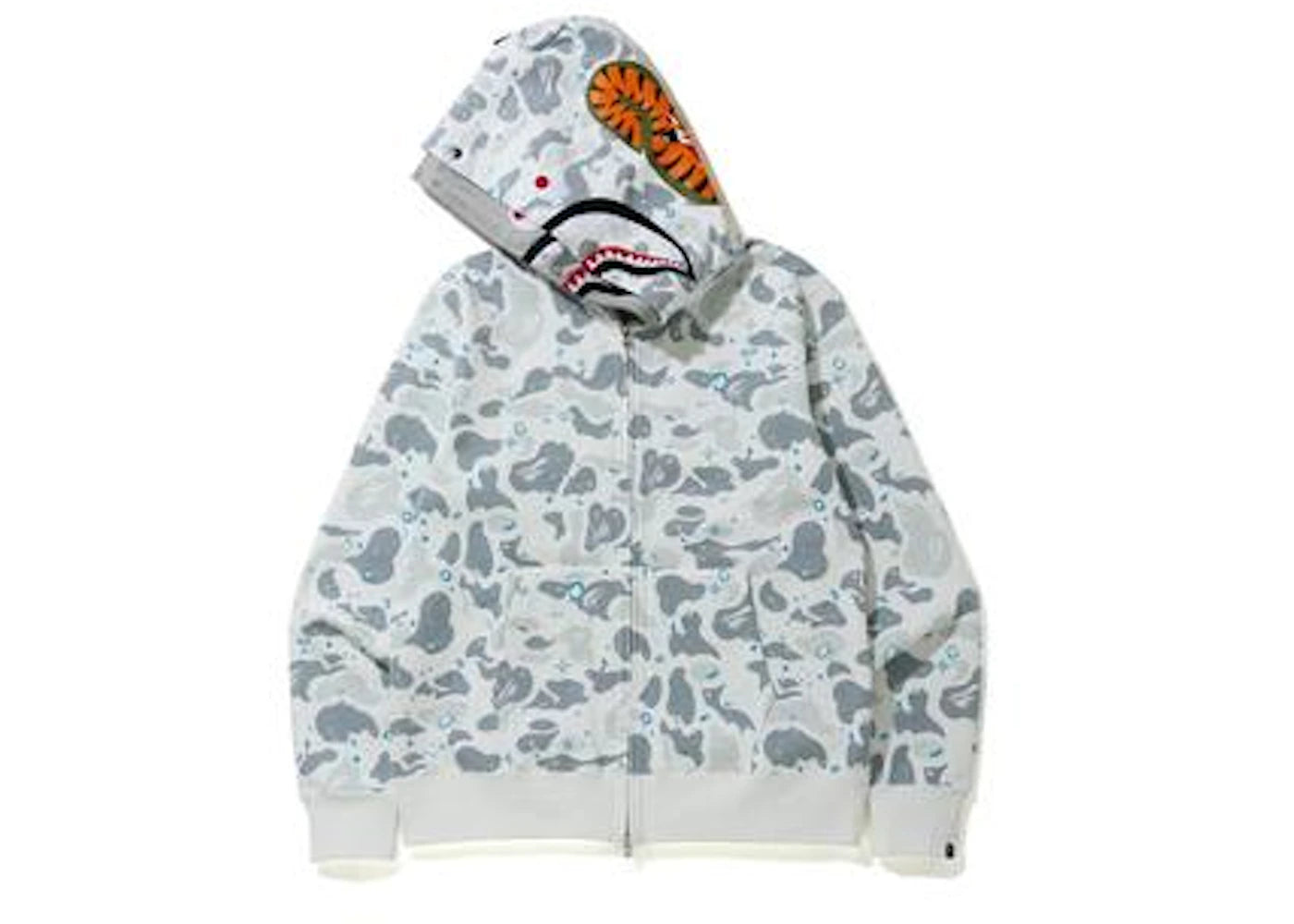BAPE Space Camo Shark Full Zip Double Hoodie Weiß Multi