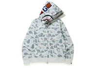 BAPE Space Camo Shark Full Zip Double Hoodie White Multi