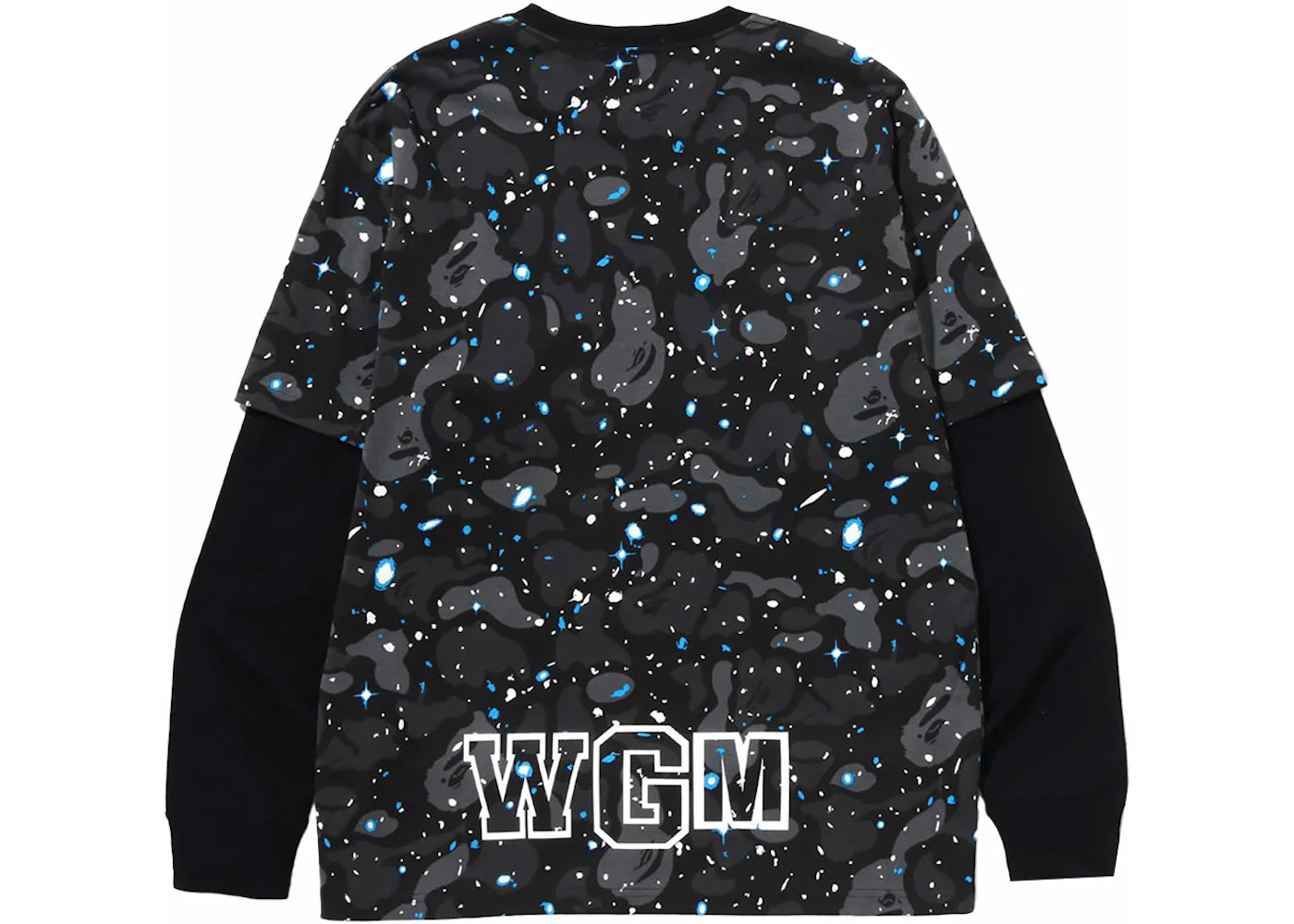 BAPE Space Camo Shark Layered Long Sleeve Tee Black - vue secondaire A