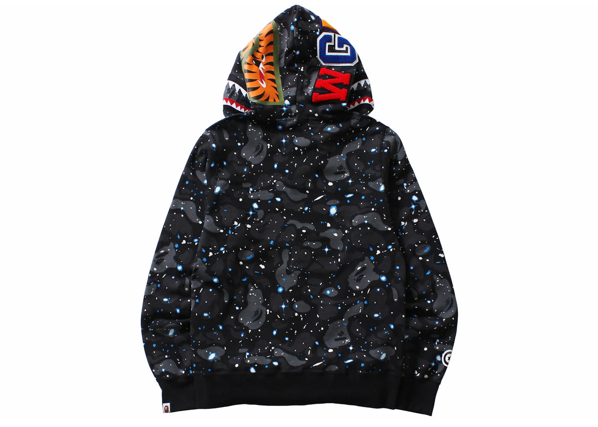 BAPE Space Camo Shark WGM Full-Zip Hoodie Black - vue secondaire B