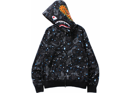 BAPE Space Camo Shark WGM Full-Zip Hoodie Black - apparel view 2
