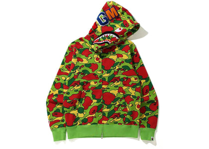 BAPE Sta Camo Shark Full Zip Hoodie Green - apparel view 2