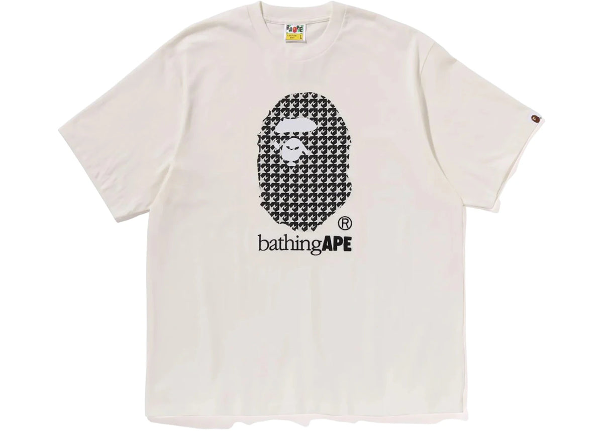 BAPE Sta Houndstooth By Bathing Ape Relaxed Fit Tee Ivory - vue secondaire A