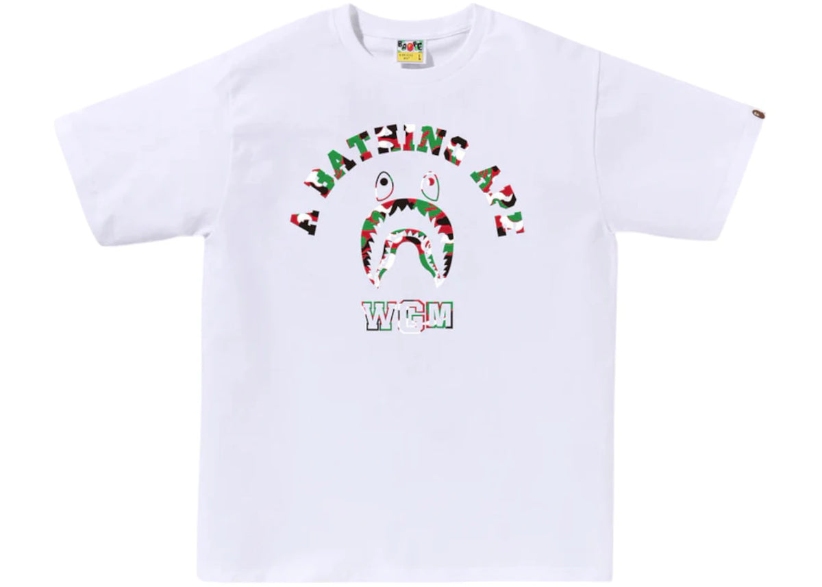 BAPE Store Dubai Shark College Tee White - vue 360