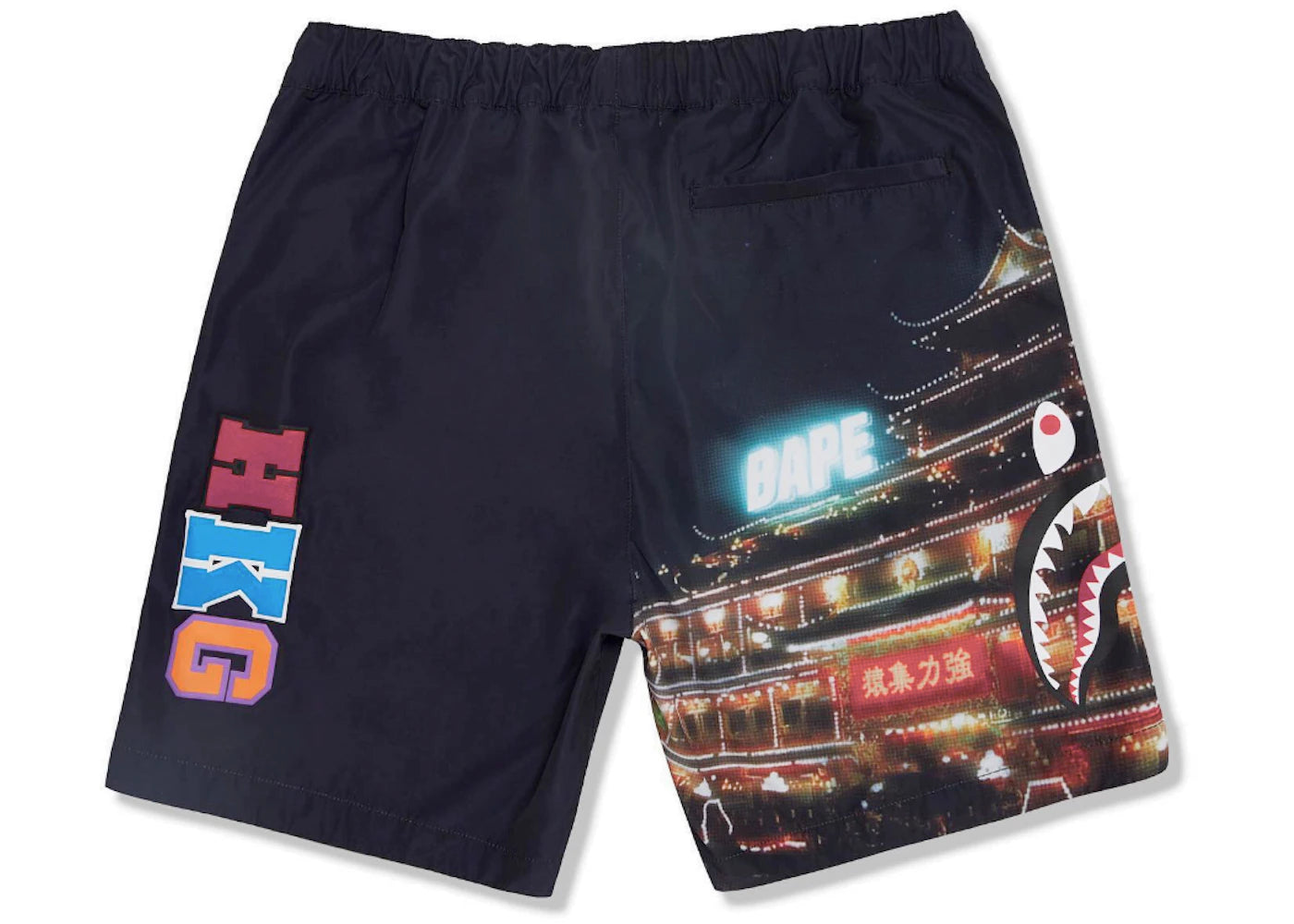 BAPE Store Hong Kong 16th Anniversary Shark Beach Shorts Black - vue secondaire B