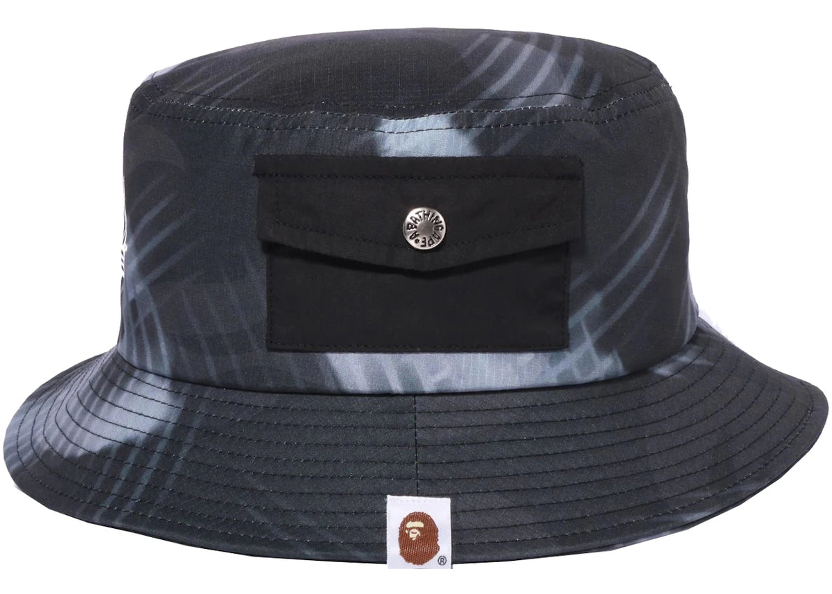 BAPE Stroke Camo Pocket Bucket Hat Black - vue secondaire A
