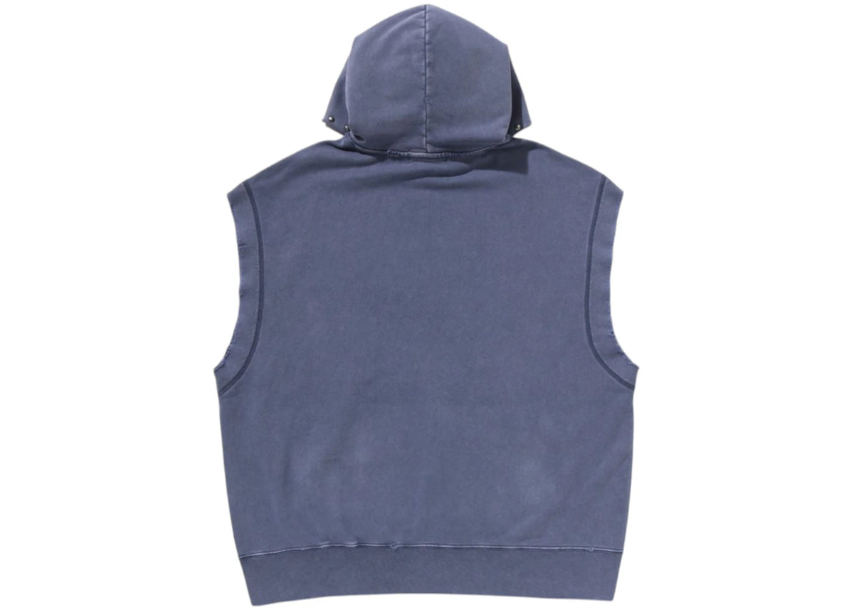 BAPE Studded Garment Dye Logo Sleeveless Pullover Hoodie Charcoal - vue secondaire B