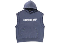 BAPE Studded Garment Dye Logo Sleeveless Pullover Hoodie Charcoal
