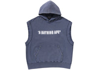 BAPE Studded Garment Dye Logo Sleeveless Pullover Hoodie Charcoal