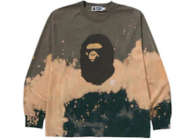 BAPE Tie Dye Ape Head Relaxed Fit L/S Tee Beige