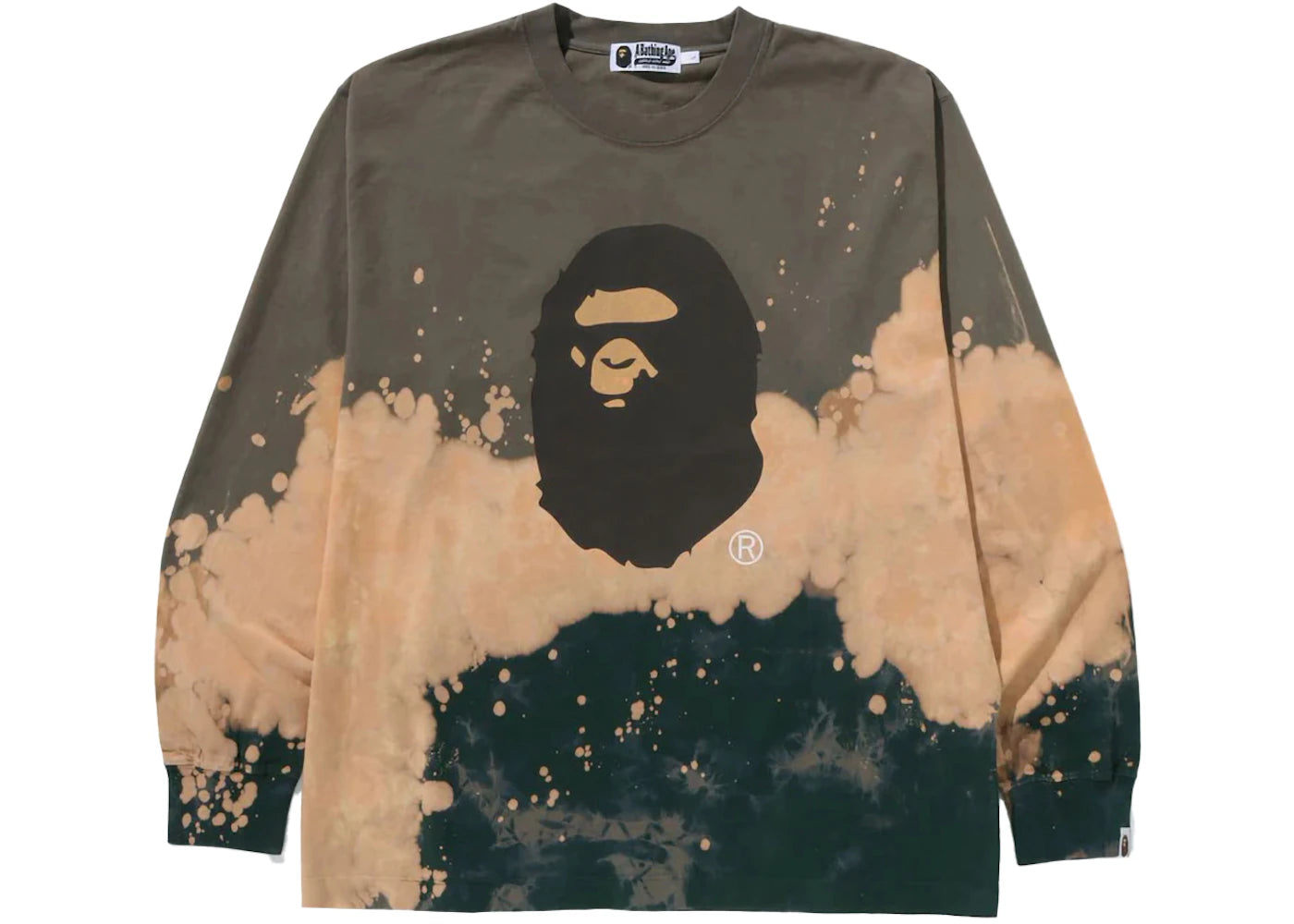 BAPE Tie Dye Ape Head Relaxed Fit L/S Tee Beige - vue secondaire A