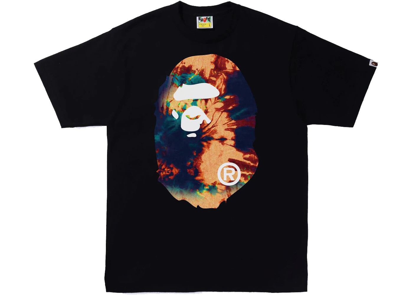 BAPE Tie Dye Big Ape Head Tee Black/Navy - vue secondaire A