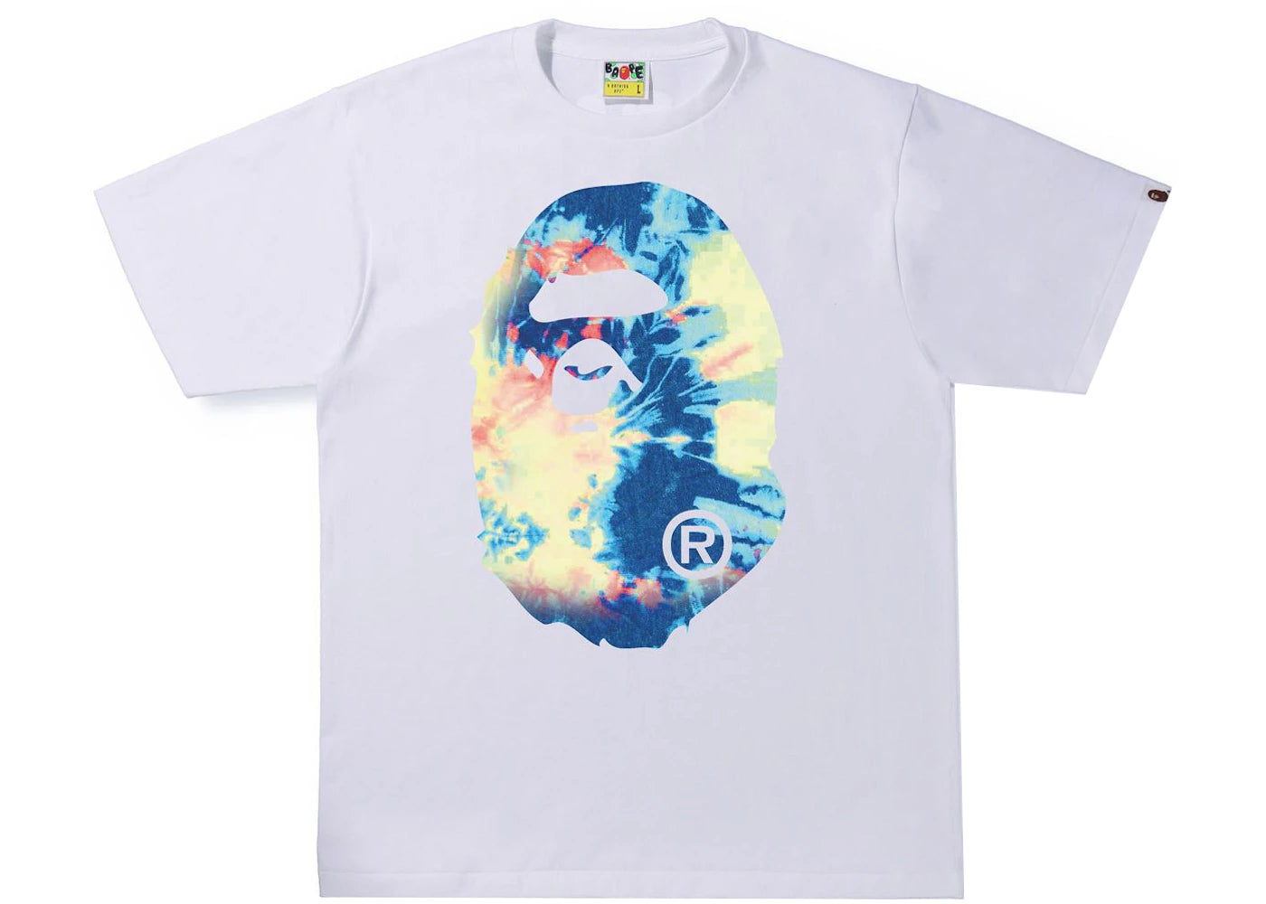 BAPE Tie Dye Big Ape Head Tee White/Multi - vue 360