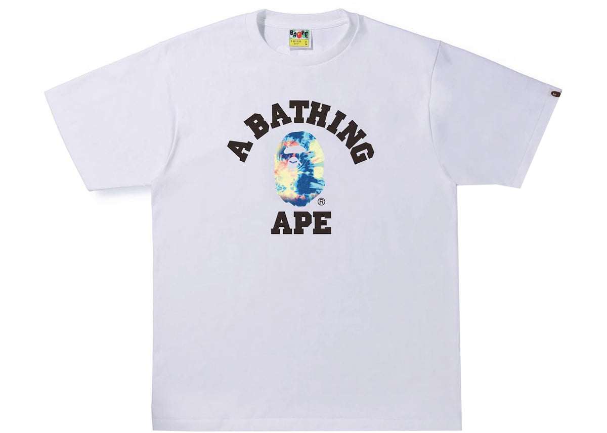BAPE Tie Dye College Tee White/Multi - vue 360