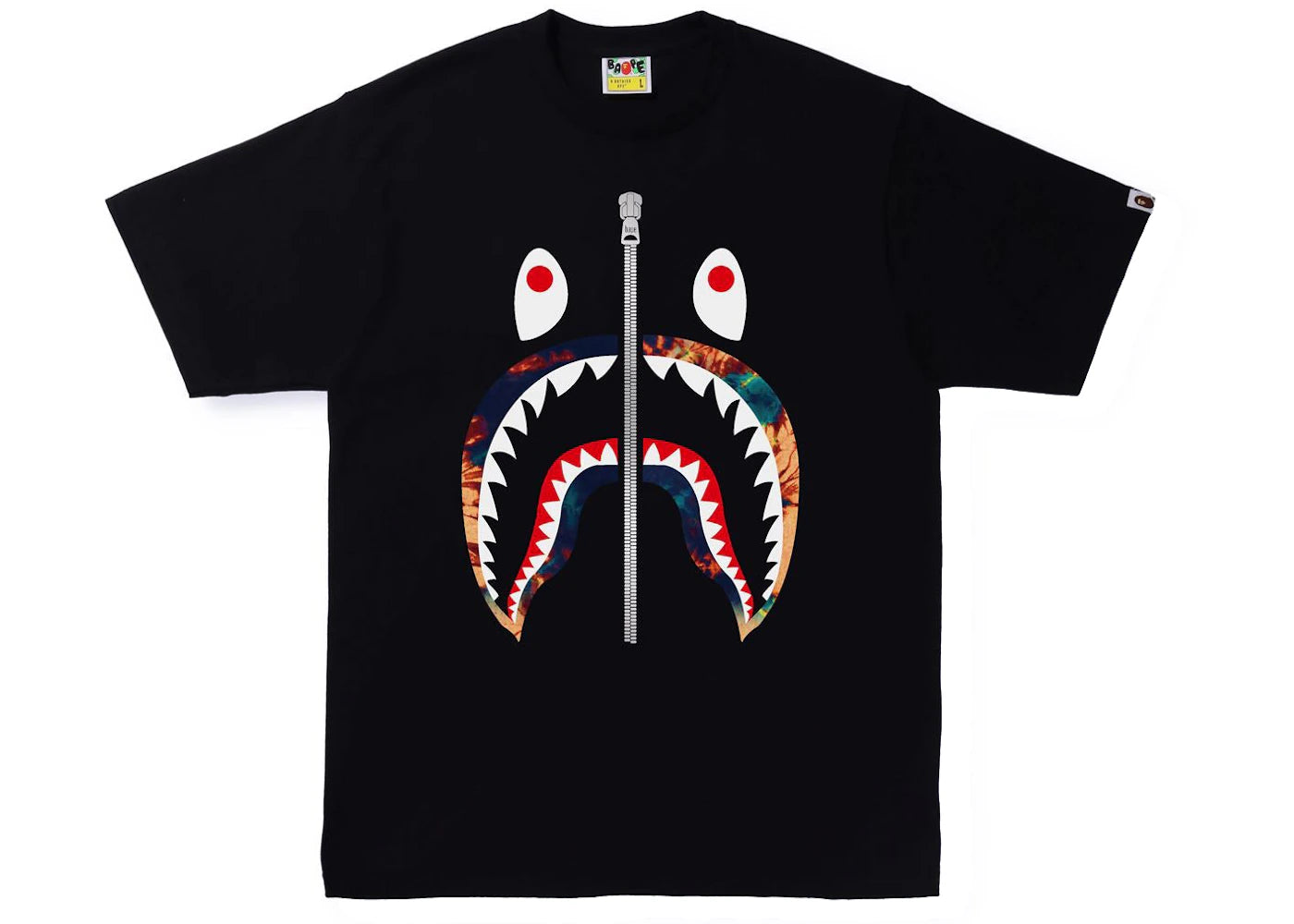 BAPE Tie Dye Shark Tee Black/Navy - vue 360