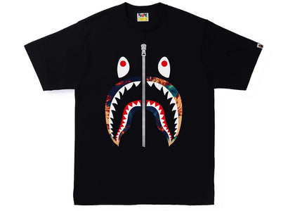 BAPE Tie Dye Shark Tee Black/Navy - authentic BAPE product