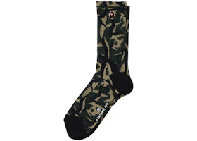 BAPE Trial Camo Ape Head One Point Socks Green - vue 360